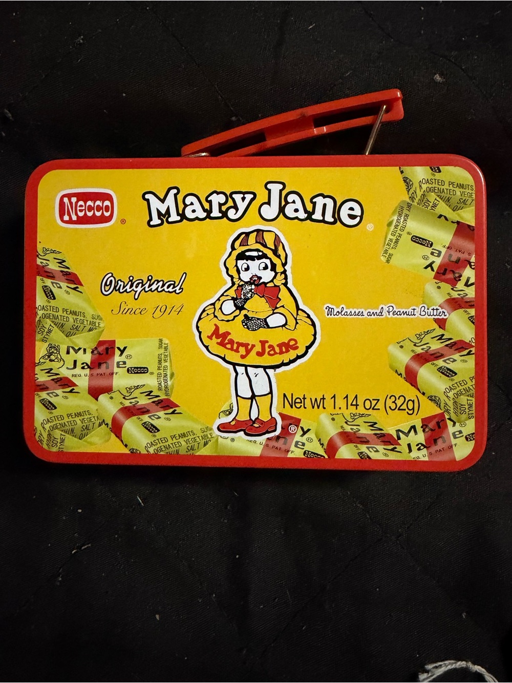 Mary Jane Yellow and Red Candy Tin by Necco